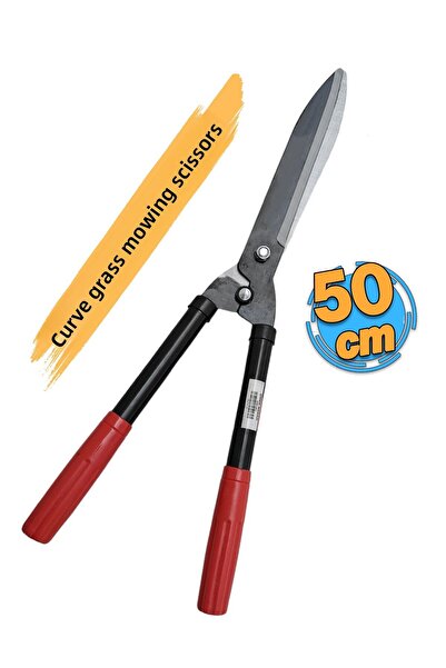 Badem10 Plastic Handle Curve Grass Pruning Shears Bush Grass Mower Cutting Scissors 50cm Sharp Metal Blade 1Pcs