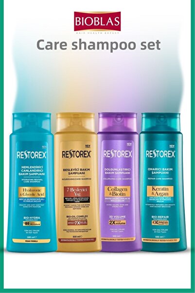 Restorex Keratin&Argan+7 Nourishing Oil+Collagen&Biotin+Hydra Moisturizing&Revitalizing 4-Piece Shampoo Set