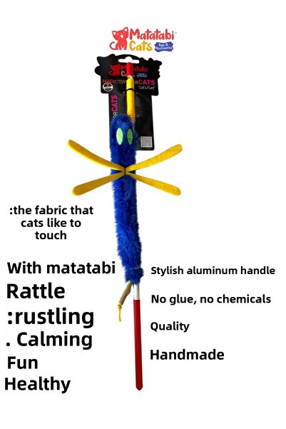 MATATABİ CATS Matatabi Cats Fly Aluminum Handle Cat Fishing Rod(Matatabi,Include Rattle and Special Rustle.Special Fabric)