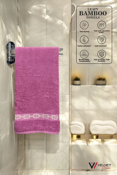 jn junenext Antibacterial & Highly Absorbent Bamboo Hand and Face Towel Set - 50X90 cm Patterned
