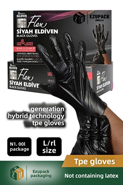 Ezupack قفازات طبية مرنة مقاس L، 100 قطعة، خالية من مسحوق الطعام، للتنظيف الط...