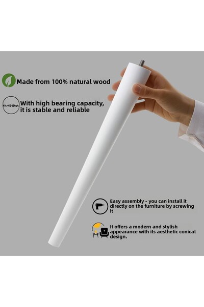 GLASWEN 3 Pieces Wooden Legs 35 cm White M8 Bolted Connection Apparatus Furniture Stool Coffee Table Table Support Leg