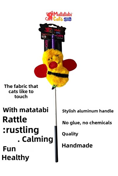 MATATABİ CATS Matatabi Cats Ari Aluminum Handle Cat Fishing Rod(Matatabi,Include Rattle and Special Rustle.Special Fabric)