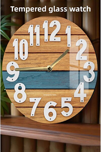 kutuTR ساعة من الزجاج المقسى بتصميم ثلاثي الأبعاد تلتقي بين الجمال والمتانة - 33 سم CSDW042