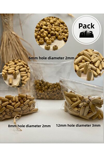 Fiolimore Внесен ечемик и комплект кръгли дървени мъниста Ключодържател Макра...