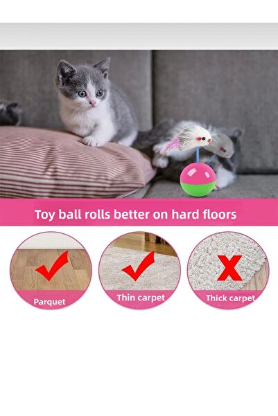 Pati Cool Cat Play Ball | Hacı Yatmaz with Feather Mouse | Interactive Cat Toy