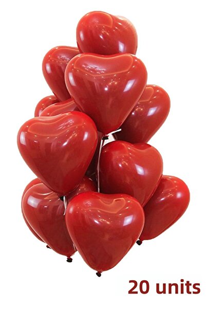 SkyPop 20 Pieces Plain Heart Red Balloon, Lover, Special Day, Birthday.