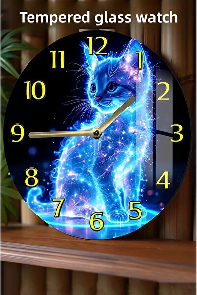 kutuTR Lighted Cat Pattern Tempered Glass Watch – 33 cm Csdw025