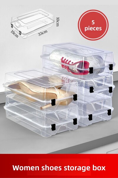 Estava Home 5 قطع صندوق أحذية نسائي كبير الحجم منظم تخزين الأحذية شفاف