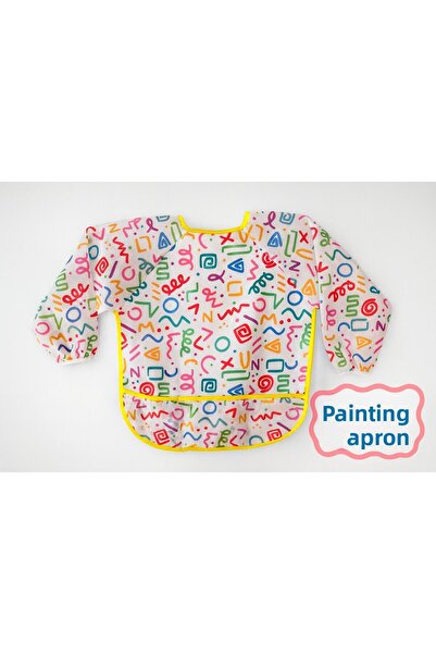 mini mia مريلة رسم مقاومة للماء منقوشة ملونة - أكمام طويلة، سهلة التنظيف، للأ...