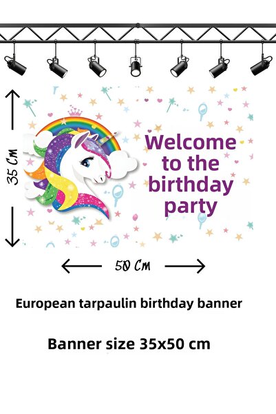 snowparty Πανό γενεθλίων με θέμα τον Μονόκερο