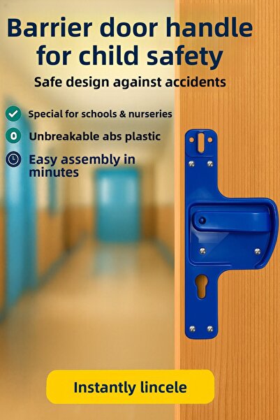 hilal kimya Unbreakable Barrier Door Handle Offering Maximum Safety Durability for School-Nursery Doors-Navy Blue