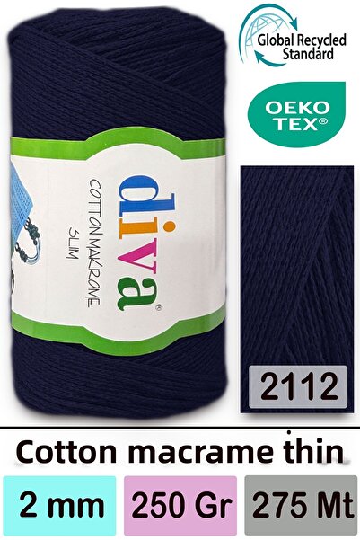 Diva İplik ديفا قطن مكرامية رفيعة 2112 أزرق داكن