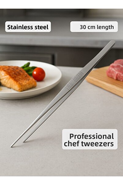 HZL HOME Stainless Steel Professional Chef Tweezers-30 cm Tweezers Tongs