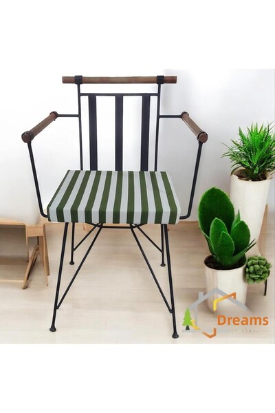 DÜŞLER EV TEKSTİLİ 40x40 Πράσινο Λευκό Ριγέ Μαξιλάρι Καρέκλας με φερμουάρ και...