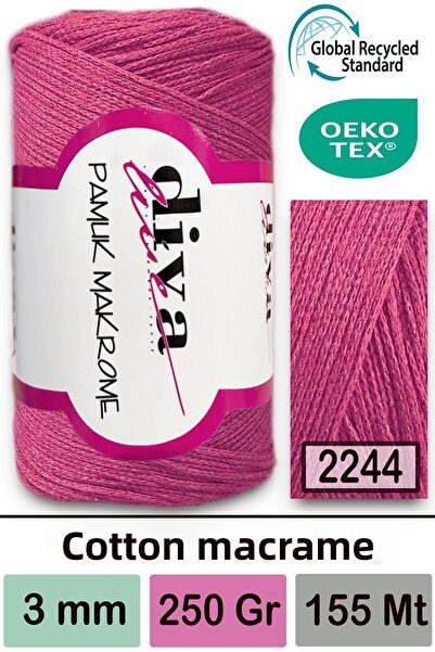 Diva İplik Diva Cotton Macrame 2244 Σκούρο Ροζ
