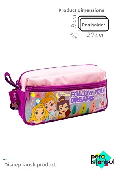 Pera İstanbul مقلمة قرطاسية من سلسلة أميرات ديزني للفتيات مع حجرة بسحاب مزدوج...