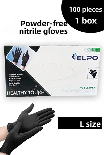 EMORFOHOME Disposable Powder Free Black Size L Gloves 100S Burger Cafe Examin...