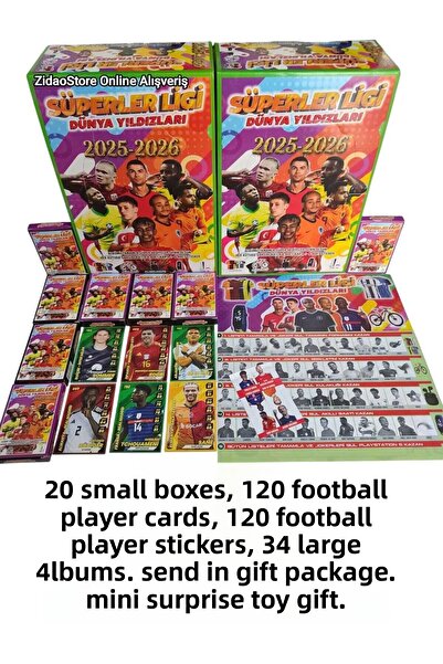 Emrah Gültekin سوبر ليج وورلد ستارز 2025-2026 120 بطاقة 120 ملصق 20 صندوق 3 أ...