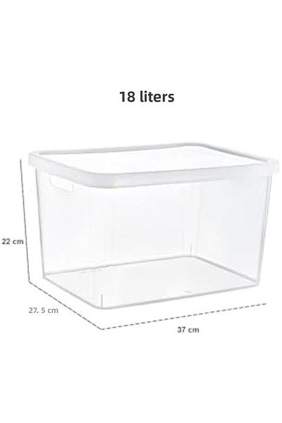 AC BOX Set of 4 Stafi Multi-Purpose Box with Lid Transparent 18 Lt - Transparent, Multi-Purpose Box with Lid