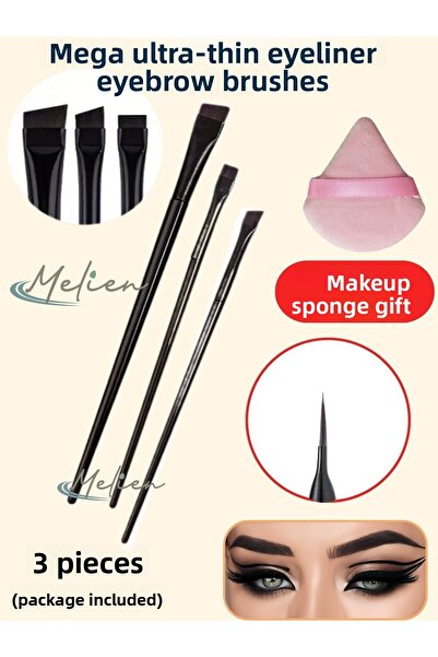 Melien مجموعة من 3 فرش مكياج ميجا رفيعة للغاية لتحديد العيون والحواجب وفرشاة ...