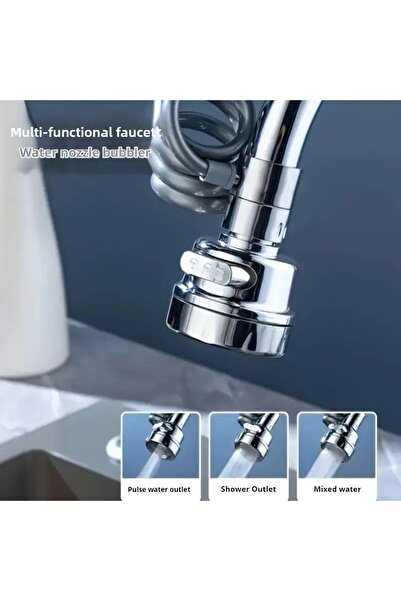 Pazar Kapısı 3-Function Rotating Head Faucet Tip Apparatus – Water Saving, 360 °   Adjustable