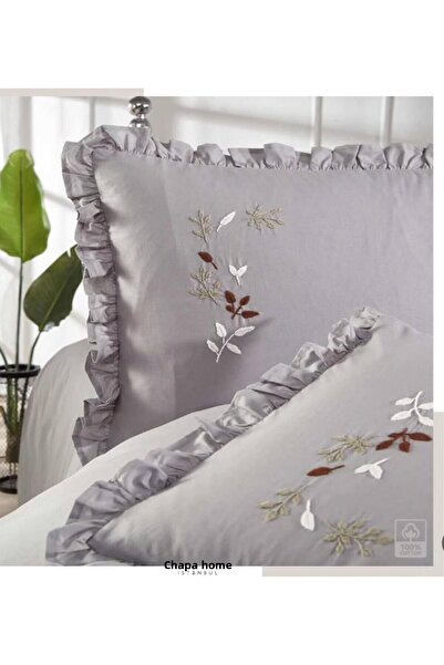 Çapa Home Çapa Home Double Personal Duvet Cover Set with Embroidered Ruffles