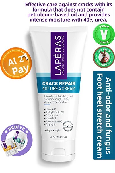 LAPERAS Foot and Heel Crack Care Cream 40% Urea and 2% Salicylic Acid 75ml