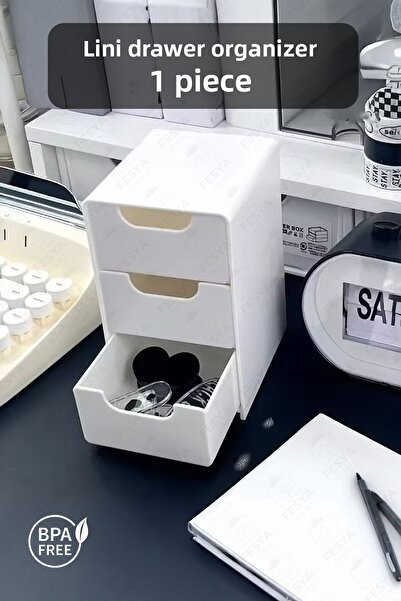 Fesya Home Lini 1 قطعة منظم صغير - مجموعة منظم 3 أدراج للمجوهرات والهوايات وصندوق الإكسسوارات الصغيرة