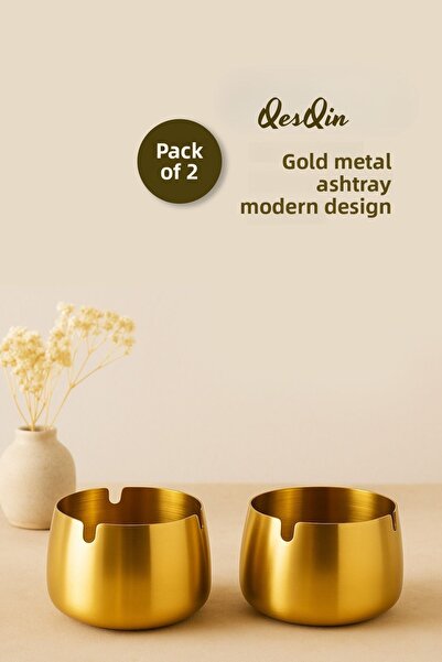 Merida Home 2 ΤΕΜ Χρυσό μεταλλικό τασάκι Μοντέρνα σχεδίαση Κομψό και κομψό τα...