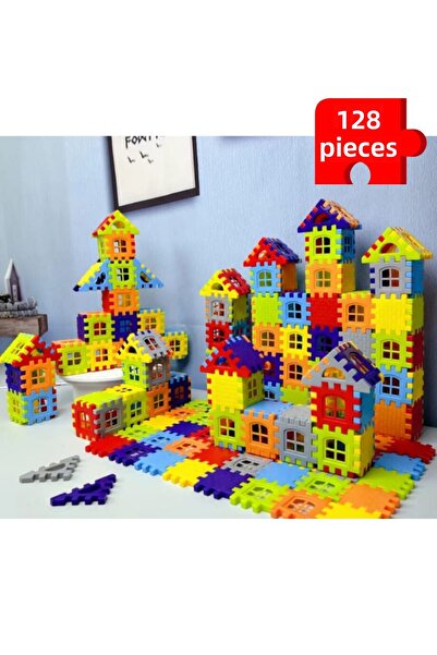 ankahometoys مكعبات بناء وتصميم ثلاثية الأبعاد من Puzzle City مكونة من 128 قطعة لعبة تعليمية مجموعة مكعبات ألغاز لعبة ممتعة