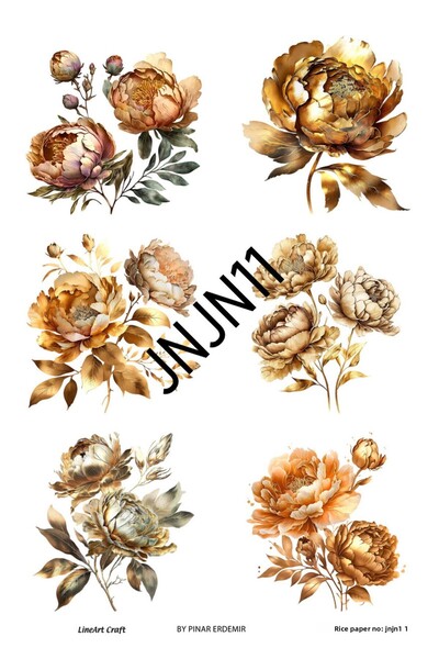 LİNEART سلسلة جانجان منقوشة بأزهار الباستيل JNJN11 - ديكوباج نحاسي 30*42 سم