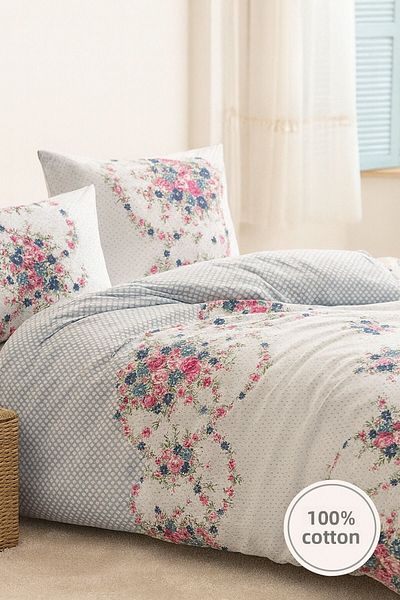 Evimcim 100% Cotton Ranforce Single Floral Patterned Duvet Cover Set (Gift Boxed)