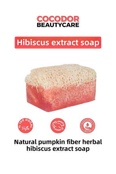 homeartplus Natural Pumpkin Fiber Hibiscus Extract Handmade Exfoliating Soap ...