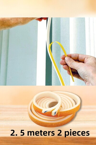 Metler شريط باب بطول 2.5 متر 2 قطعة - شريط إسفنجي ذاتي اللصق للعزل الصوتي وال...