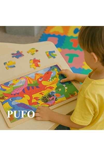 PUFO wooden puzzle for children, Scary Dino model, 24 pieces, 40 x 30 cm