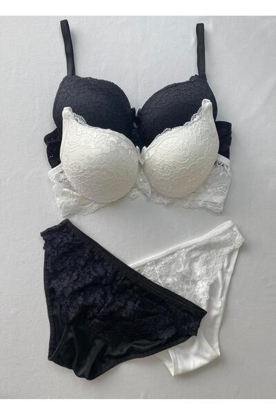 FNC design Women's Padded Supported Underwire (Wired) Lace 2-Piece Bra Set