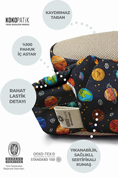 Kokopatik ,Non-Slip Sole,Organic Cotton Home Nursery Booties,Happy Space Patterned Booties