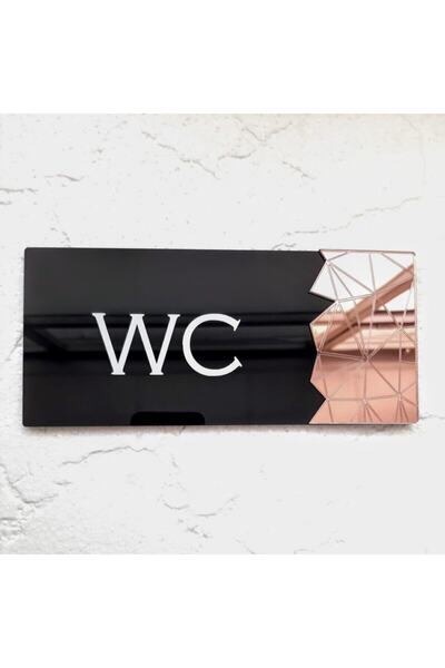 Yönline Rose Wc Direction Sign Self Adhesive Door Sign Black Pearl Series 20X9 cm