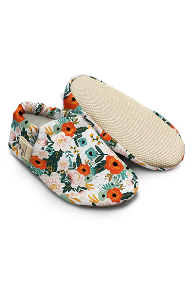 Kokopatik ,Non-Slip Sole,Organic Cotton Home Nursery Booties April Flowers Organic Cotton Nursery-Home Booties