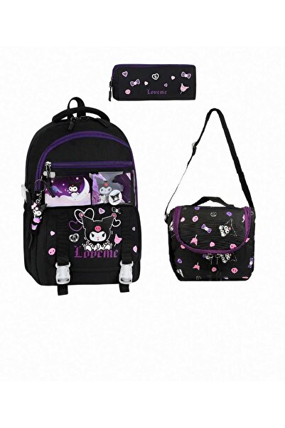 Kawai Ortopedik Aksesuarlı Kuromi Kız Çocuk Okul Sırt Çantası Termal Beslenme...