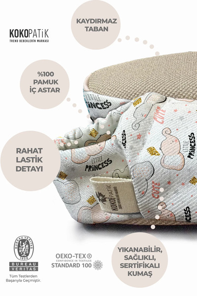 Kokopatik ,Non-Slip Sole,Organic Cotton Home Nursery Booties Little Elephant Organic Cotton Nursery-Home Booties