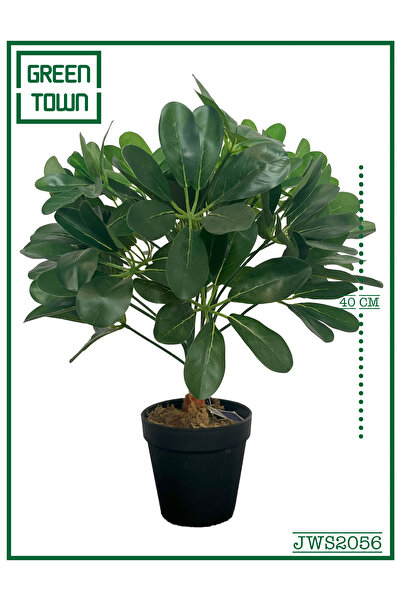 GREEN TOWN شجرة الشفليرا الاخضر الصناعية 40 سم