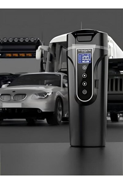 Generic كوب تسخين كهربائي ذكي للسيارة من الفولاذ المقاوم للصدأ مع شاشة عرض ذك...