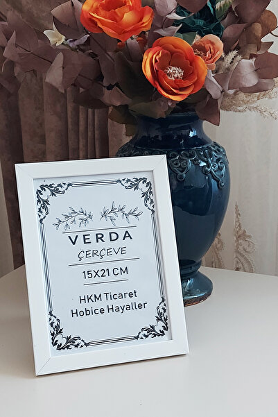 Verda Çerçeve 15X21 cm Photo Frame! Decorative Desktop Frame with Wooden Legs and Pvc Glass!