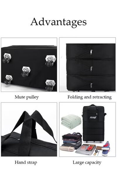 Generic Expandable Folding Duffel Bag Suitcase Foldable Rolling Travel Luggage Bag Duffel Bag