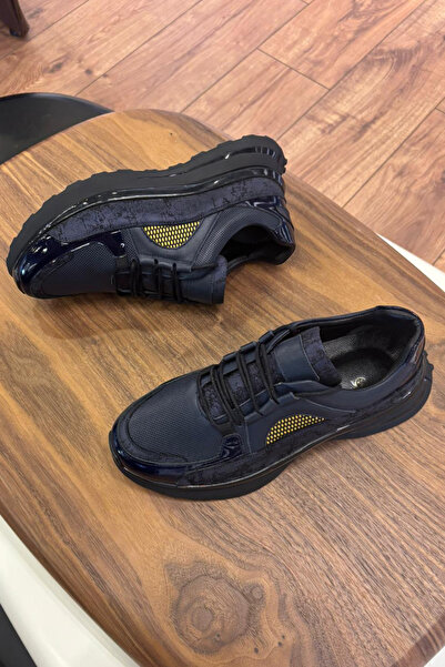 Luiz Paulo 2021 СИНІЙ ЧОРНИЙ ШНУРКОВІ ЧЕРЕВИКИ З НАСТУПНОЮ ШКІРОЮ - ЧОЛОВІЧІ СПОРТИВНІ ЧЕРЕВИКИ