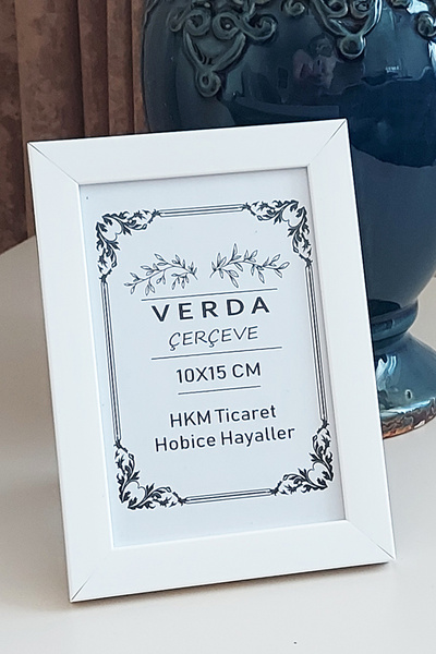 Verda Çerçeve 10X15 cm Photo Frame! Decorative Desktop Frame with Wooden Legs and Pvc Glass!