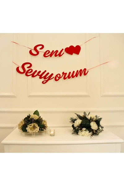 Organizasyon Pazarı Glitter Red Colored I Love You Handwritten Banner Wall De...