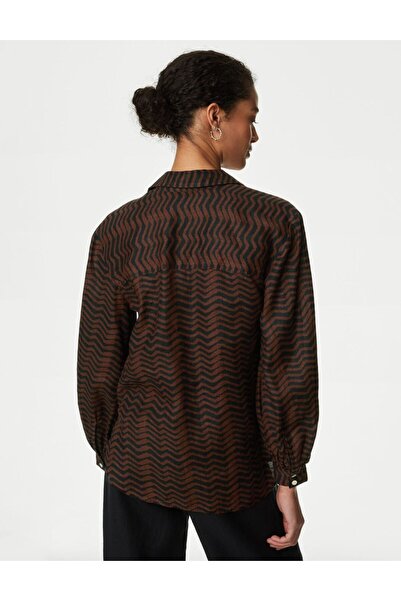 Marks & Spencer Uzun Kollu Saf Keten Popover Bluz